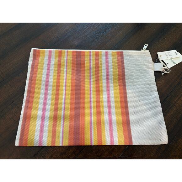 New Aerie Swim Bag Mesh Bag Striped Yellow Orange Pink - Picture 2 of 3